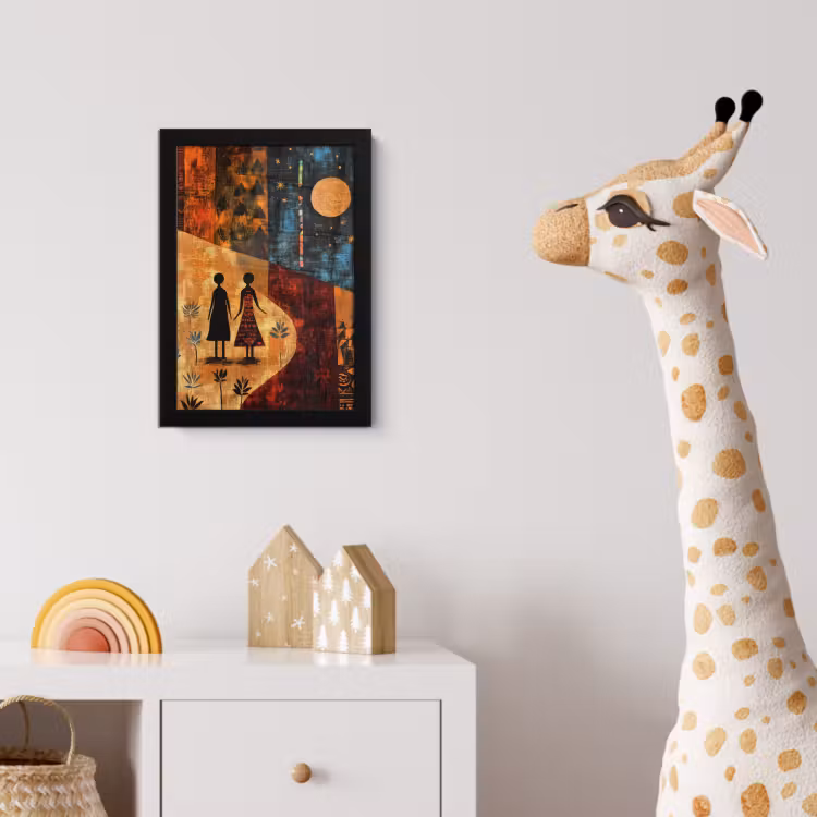 Silhouetten - Abstract - Zon - Maan fotolijst zwart zonder passe partout klein -usfeer4_kinderkamer