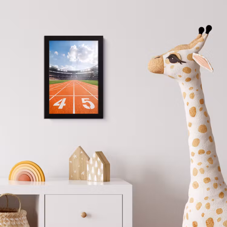 Sintelbaan - Stadion - Sport -Oranje fotolijst zwart zonder passe partout klein -usfeer4_kinderkamer