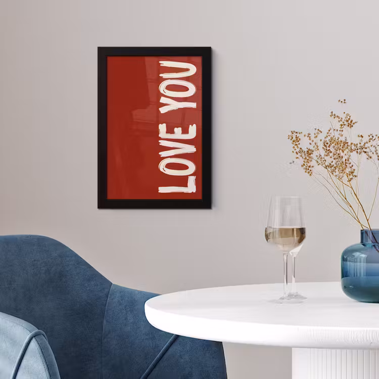 Schuin - Loveyou - Rood fotolijst zwart zonder passe partout klein -sfeer4