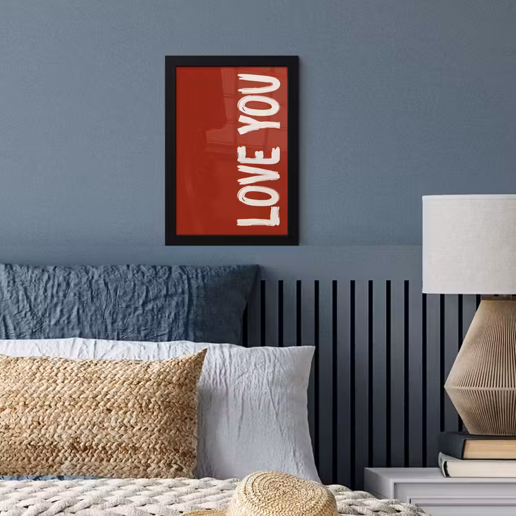 Schuin - Loveyou - Rood fotolijst zwart zonder passe partout klein -sfeer3