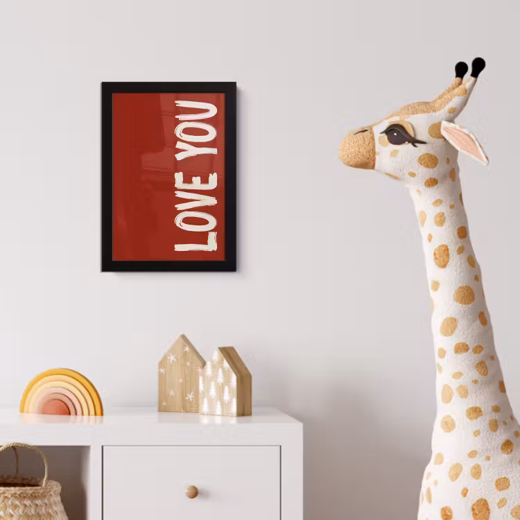 Schuin - Loveyou - Rood fotolijst zwart zonder passe partout klein -usfeer4_kinderkamer