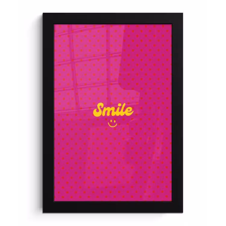 Smile - Stippen - Roze fotolijst zwart zonder passe partout klein -3d