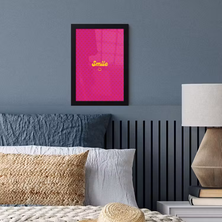 Smile - Stippen - Roze fotolijst zwart zonder passe partout klein -sfeer3