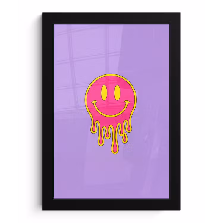 Smiley - Drip - Neon fotolijst zwart zonder passe partout klein -3d