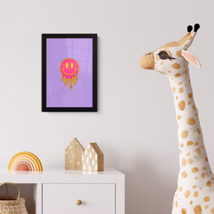 Smiley - Drip - Neon fotolijst zwart zonder passe partout klein -usfeer4_kinderkamer