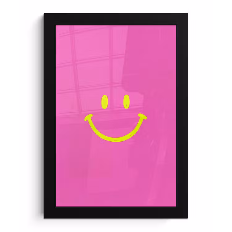 Smiley - Vrolijk - Roze fotolijst zwart zonder passe partout klein -3d