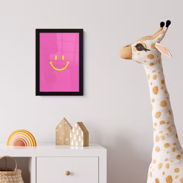 Smiley - Vrolijk - Roze fotolijst zwart zonder passe partout klein -usfeer4_kinderkamer