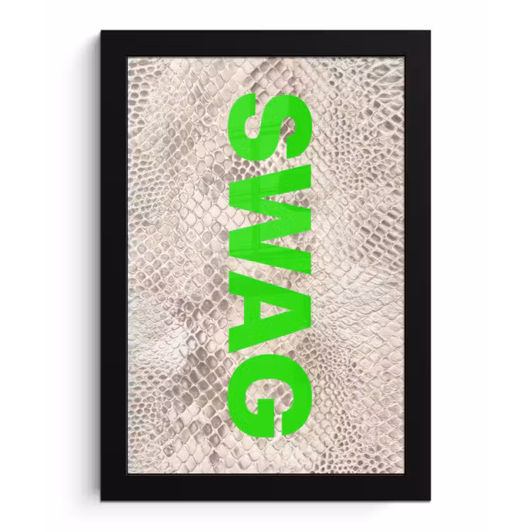 Slangenprint - SWAG - Neon - Groen fotolijst zwart zonder passe partout klein -3d