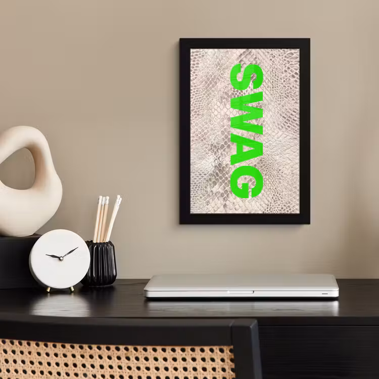 Slangenprint - SWAG - Neon - Groen fotolijst zwart zonder passe partout klein -sfeer1
