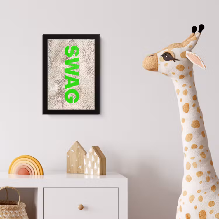 Slangenprint - SWAG - Neon - Groen fotolijst zwart zonder passe partout klein -usfeer4_kinderkamer
