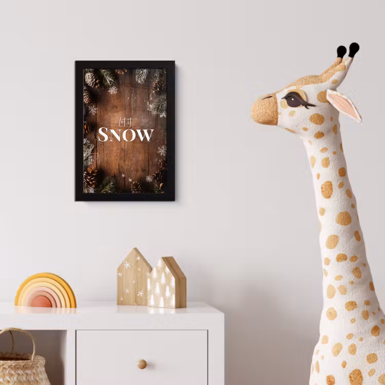 Sneeuw - Houtlook - Quote - Let it snow fotolijst zwart zonder passe partout klein -usfeer4_kinderkamer
