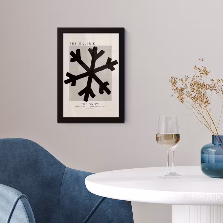 Sneeuwvlok - Kerstmis - Zwart - Feestdagen fotolijst zwart zonder passe partout klein -sfeer4