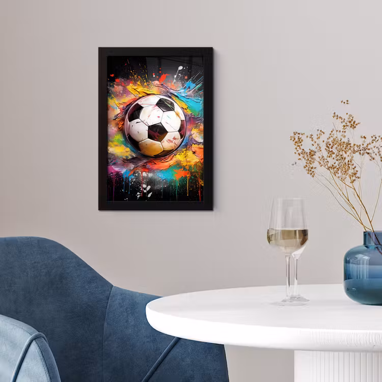 Voetbal - Verf - Kleuren - Zwart - Wit fotolijst zwart zonder passe partout klein -sfeer4