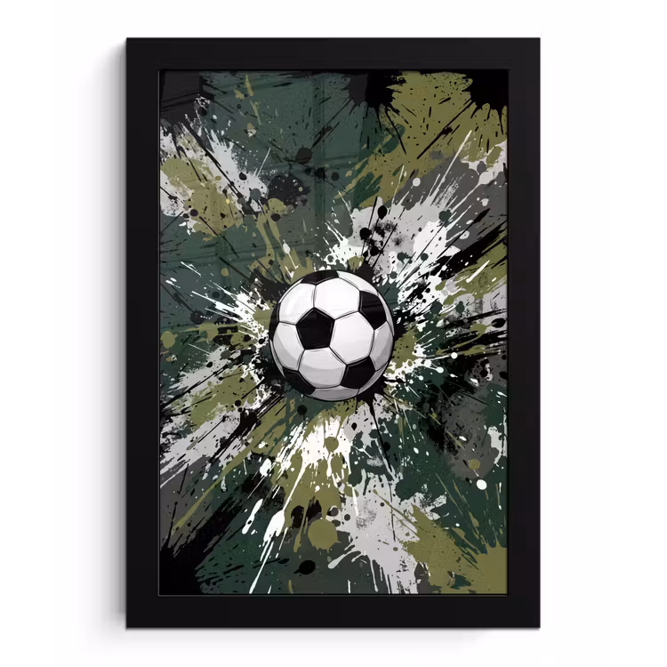 Voetbal - Verf - Spetters - Groen fotolijst zwart zonder passe partout klein -3d