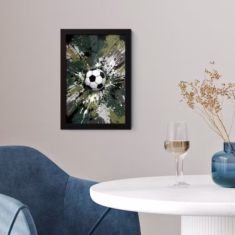 Voetbal - Verf - Spetters - Groen fotolijst zwart zonder passe partout klein -sfeer4