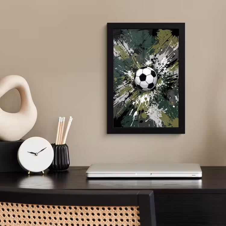 Voetbal - Verf - Spetters - Groen fotolijst zwart zonder passe partout klein -sfeer1