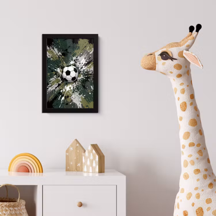 Voetbal - Verf - Spetters - Groen fotolijst zwart zonder passe partout klein -usfeer4_kinderkamer