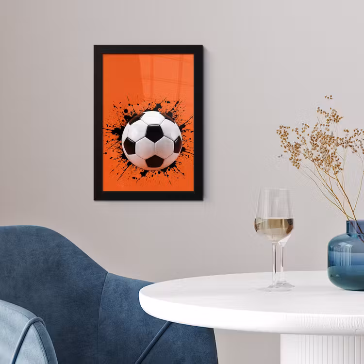 Voetbal - Verf - Sport - Oranje fotolijst zwart zonder passe partout klein -sfeer4