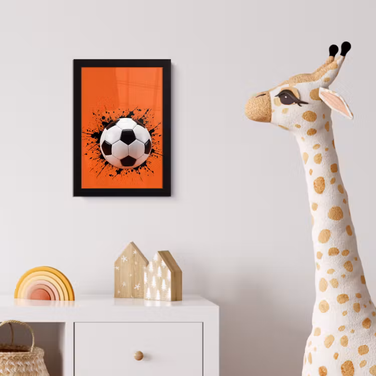 Voetbal - Verf - Sport - Oranje fotolijst zwart zonder passe partout klein -usfeer4_kinderkamer