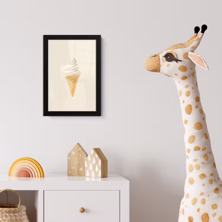 Softijs - Hoorntje - Wit fotolijst zwart zonder passe partout klein -usfeer4_kinderkamer
