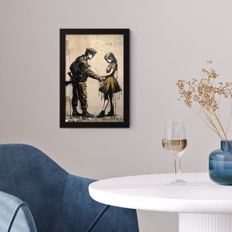 Soldaat - Meisje - Bruin - Graffiti fotolijst zwart zonder passe partout klein -sfeer4