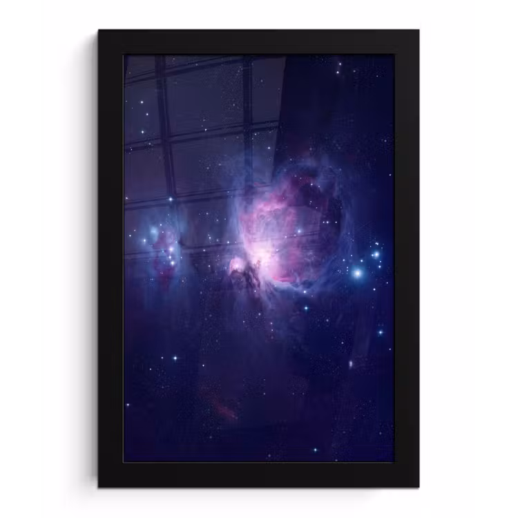 Ruimte - Sterren - Kleurrijk fotolijst zwart zonder passe partout klein -3d