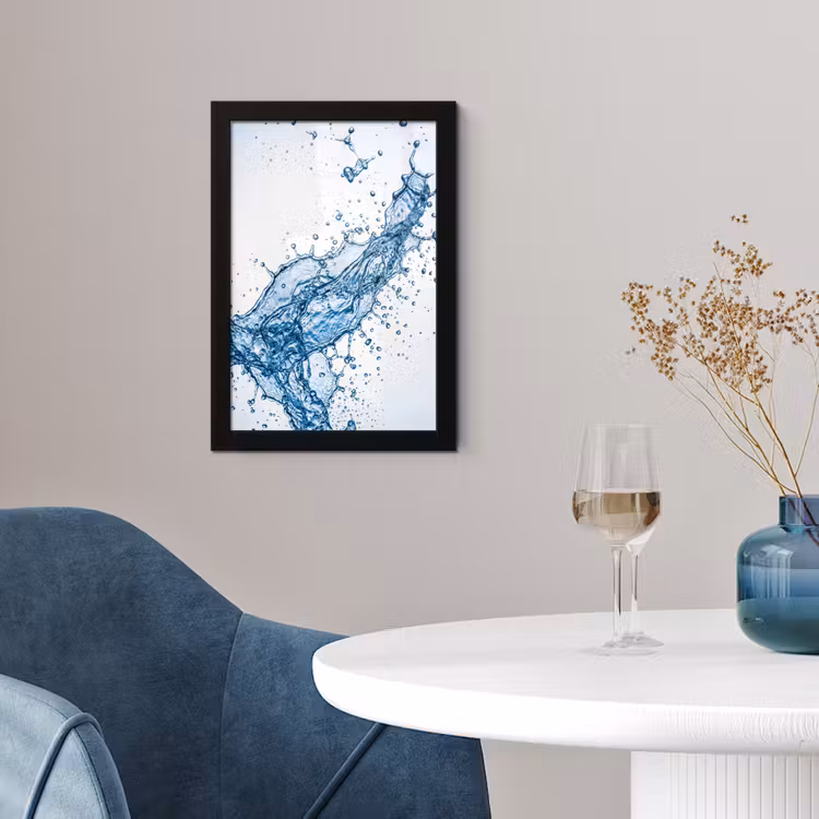 Spash - Water - Blauw fotolijst zwart zonder passe partout klein -sfeer4
