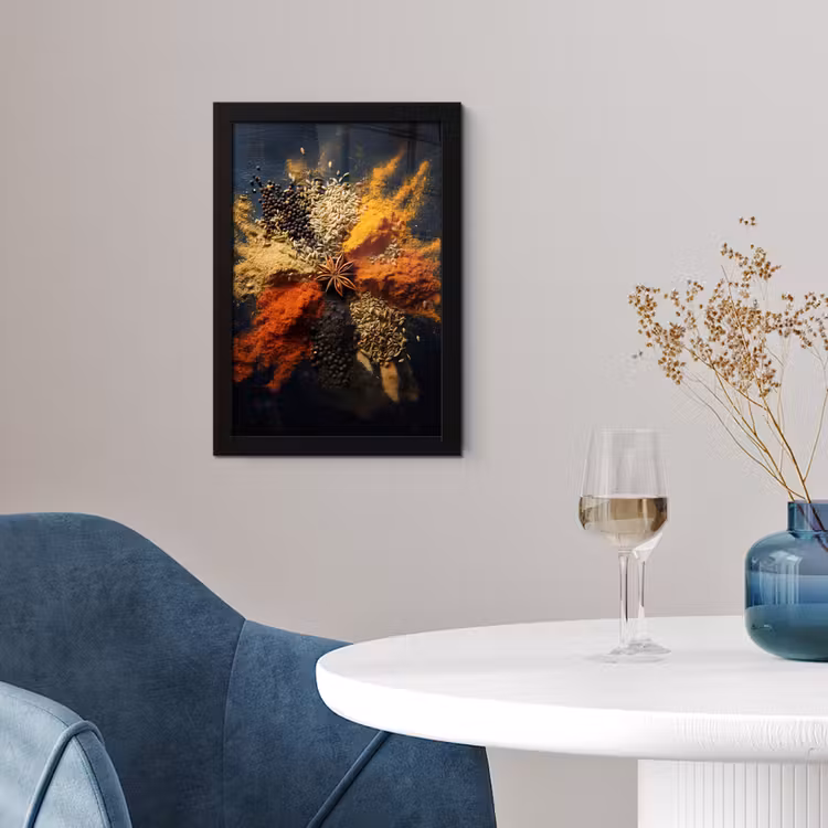 Specerijen - Explosie - Oranje fotolijst zwart zonder passe partout klein -sfeer4