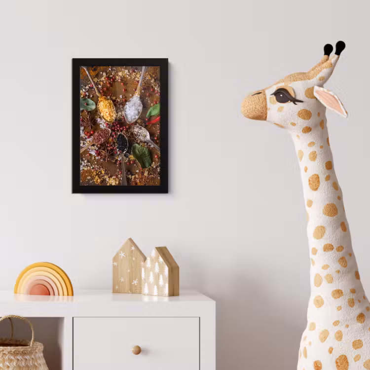 Specerijen - Kruiden - Lepels - Zout - Bruin - Keuken fotolijst zwart zonder passe partout klein -usfeer4_kinderkamer