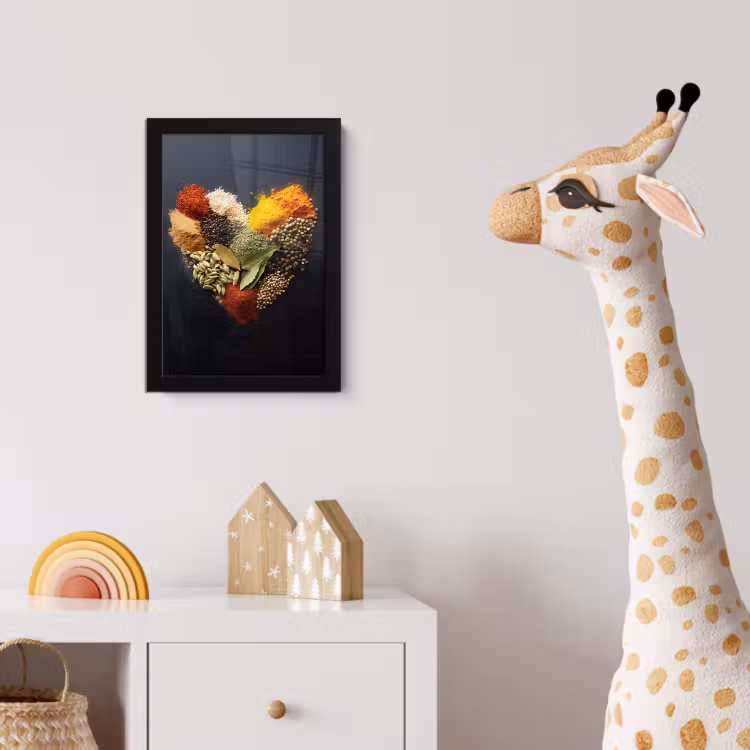 Specerijen - Mix - Hartvorm - Zwart fotolijst zwart zonder passe partout klein -usfeer4_kinderkamer