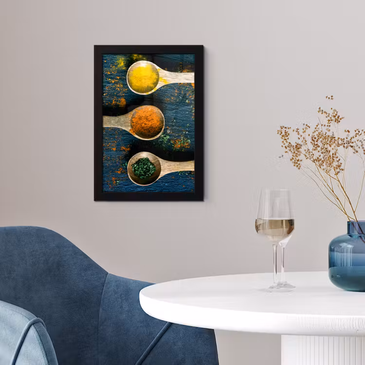 Specerijen - Lepel - Kruiden - Bruin - Geel - Groen fotolijst zwart zonder passe partout klein -sfeer4