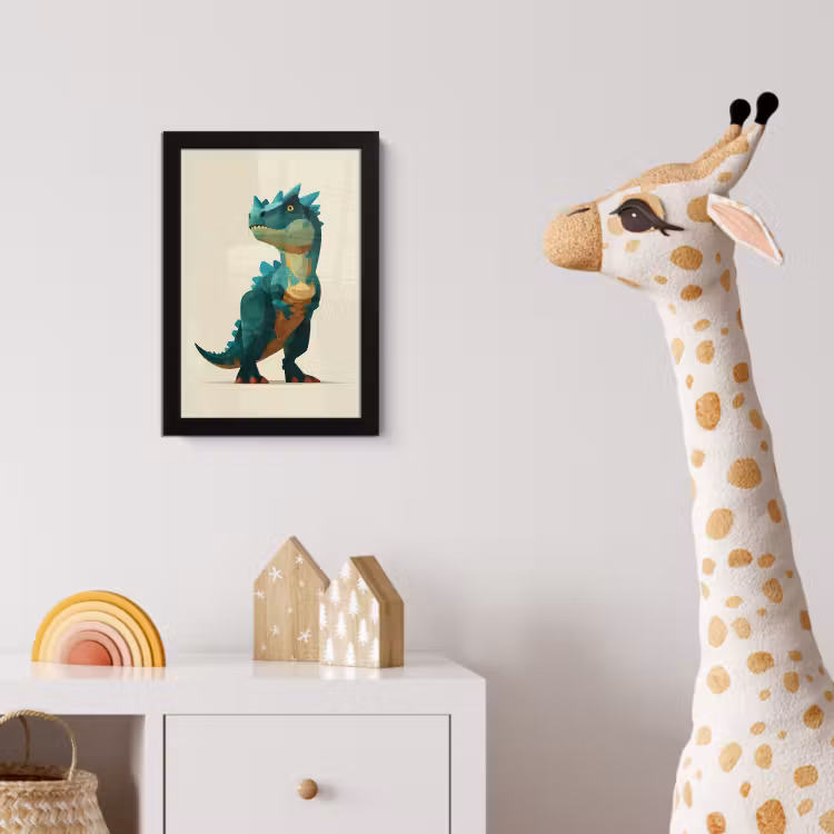 Stekels - Dino - Blauw - Gespierd fotolijst zwart zonder passe partout klein -usfeer4_kinderkamer