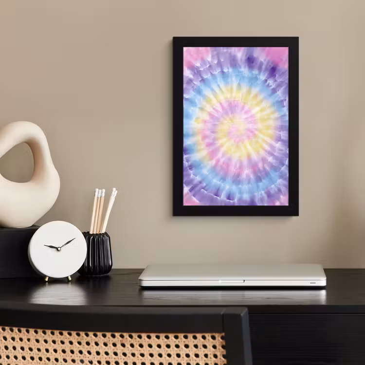 Spiraal - Tie dye - Pasteltinten fotolijst zwart zonder passe partout klein -sfeer1