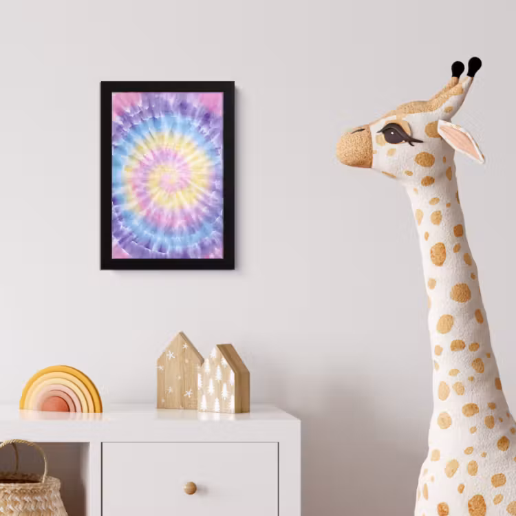 Spiraal - Tie dye - Pasteltinten fotolijst zwart zonder passe partout klein -usfeer4_kinderkamer