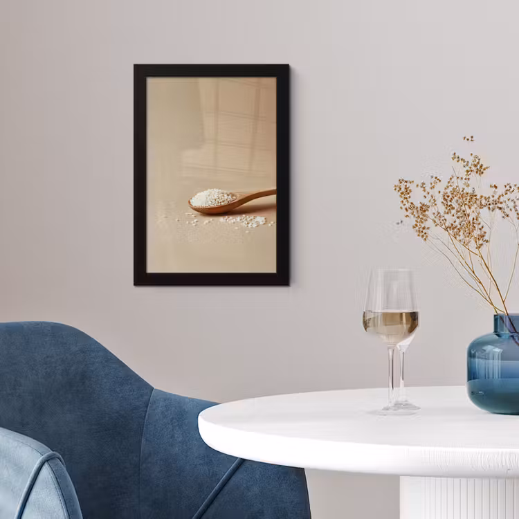 Lepel - Rijst - Hout - Beige fotolijst zwart zonder passe partout klein -sfeer4