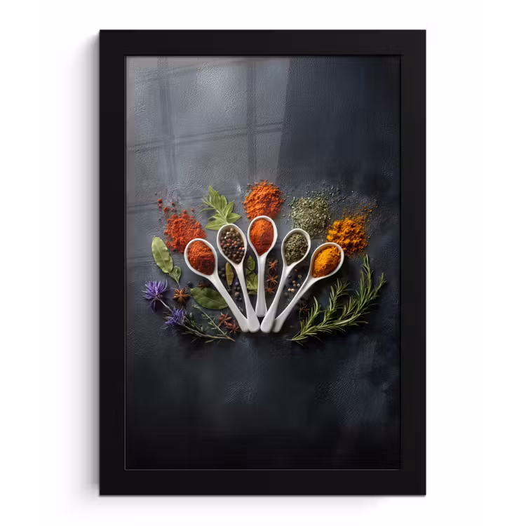 Lepels - Wit - Poeder - Kruiden fotolijst zwart zonder passe partout klein -3d