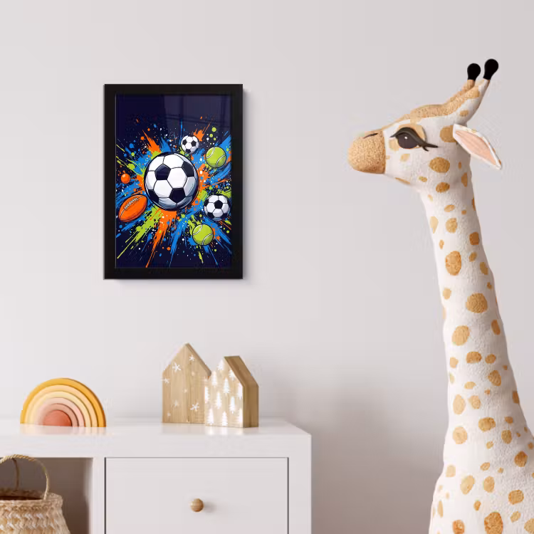 Sport - Ballen - Kleurrijk fotolijst zwart zonder passe partout klein -usfeer4_kinderkamer