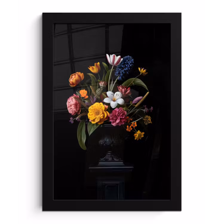Lente - Bloemen - Klassiek - Vaas fotolijst zwart zonder passe partout klein -3d