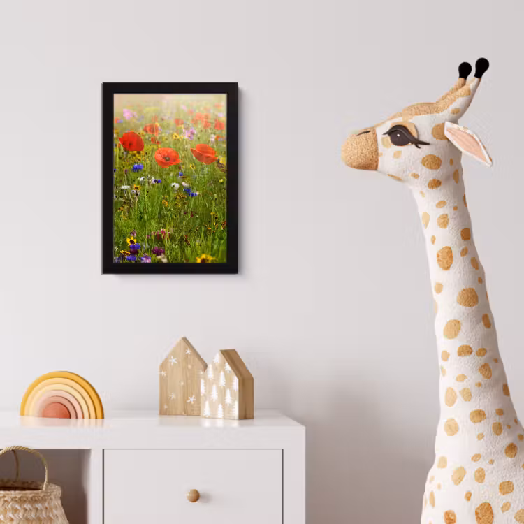 Lente - Bloemen - Rood - Klaproos - Gras - Groen fotolijst zwart zonder passe partout klein -usfeer4_kinderkamer