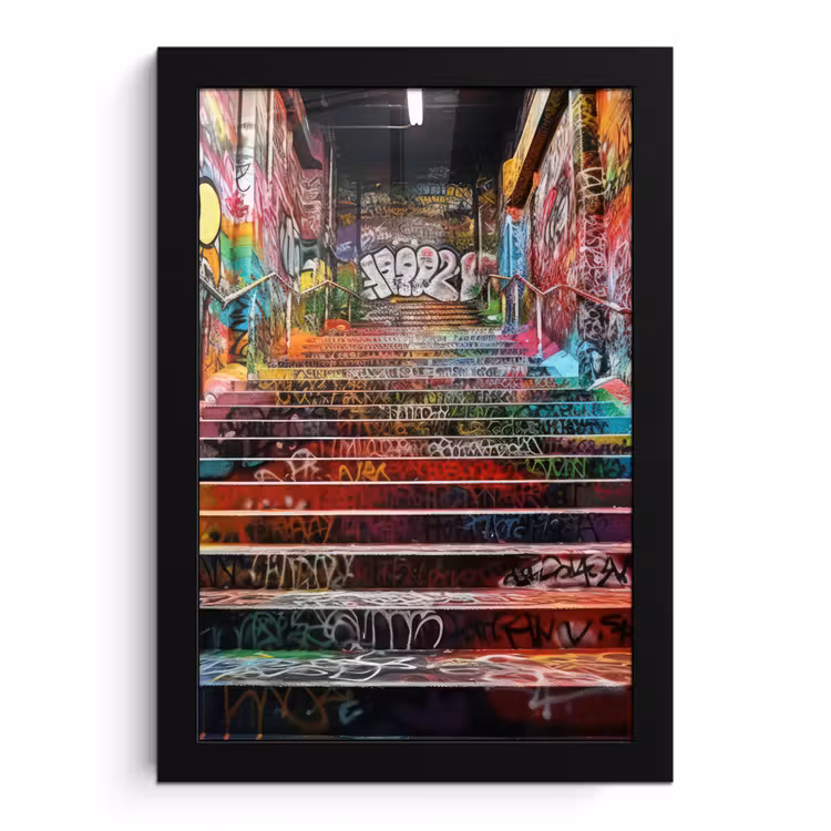 Trap - Graffiti - Kleuren - Kunst fotolijst zwart zonder passe partout klein -3d