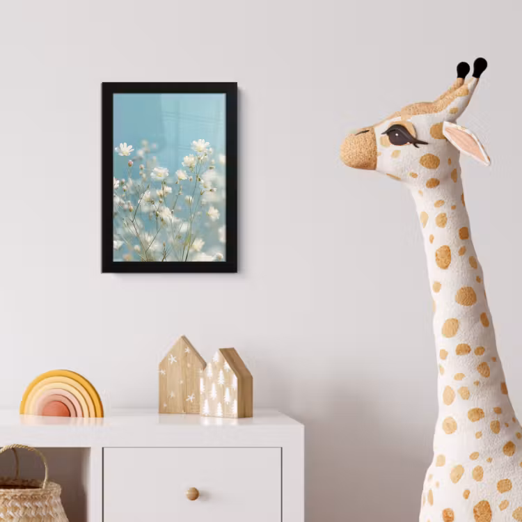 Stengels - Bloemen - Lucht - Wit fotolijst zwart zonder passe partout klein -usfeer4_kinderkamer