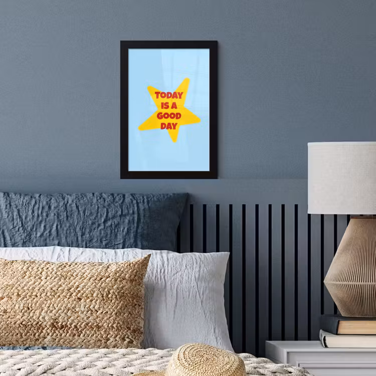 Ster - Today is a good day - Blauw fotolijst zwart zonder passe partout klein -sfeer3