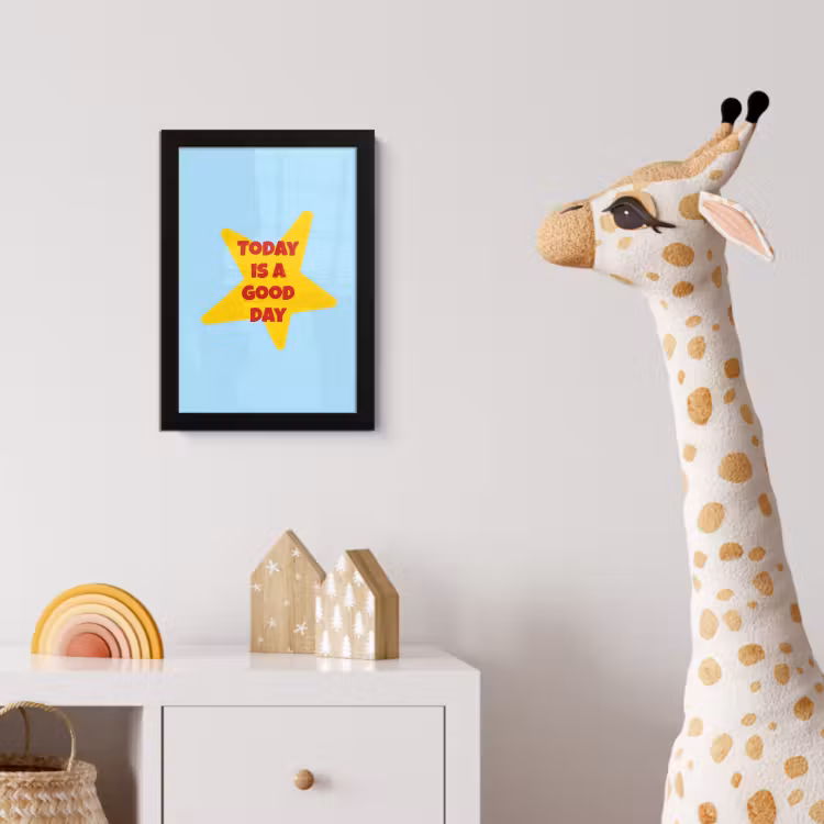 Ster - Today is a good day - Blauw fotolijst zwart zonder passe partout klein -usfeer4_kinderkamer