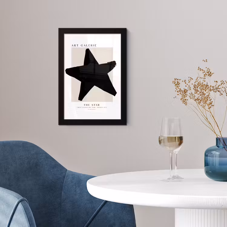 Sterren - Zwart - Kerstmis - Feestdagen fotolijst zwart zonder passe partout klein -sfeer4