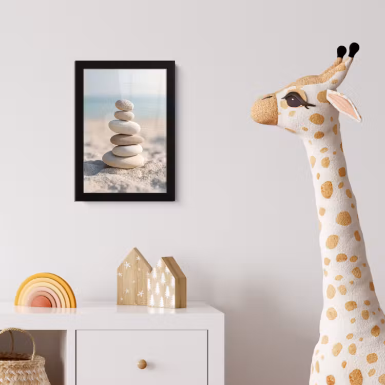 Stenen - Stapel - Zand - Zee fotolijst zwart zonder passe partout klein -usfeer4_kinderkamer