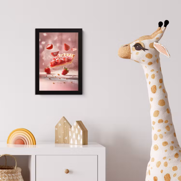 Aardbei - Taart- Eten - Roze fotolijst zwart zonder passe partout klein -usfeer4_kinderkamer
