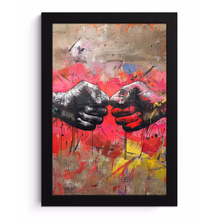 Street art - Handen - Graffiti - Kunst - Banksy fotolijst zwart zonder passe partout klein -3d