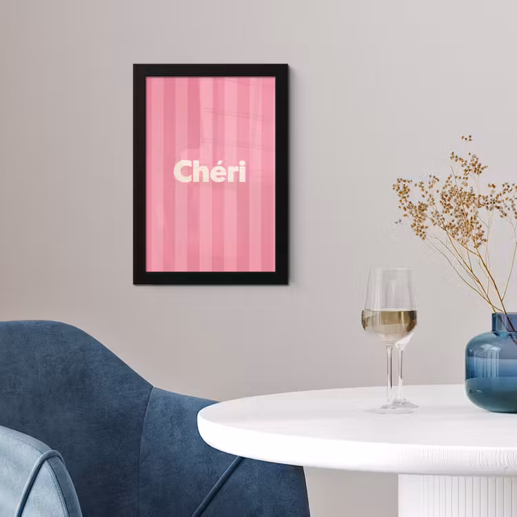 Gestreept - Roze - Chéri fotolijst zwart zonder passe partout klein -sfeer4