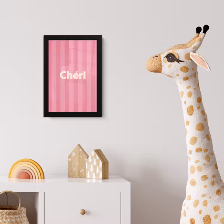 Gestreept - Roze - Chéri fotolijst zwart zonder passe partout klein -usfeer4_kinderkamer