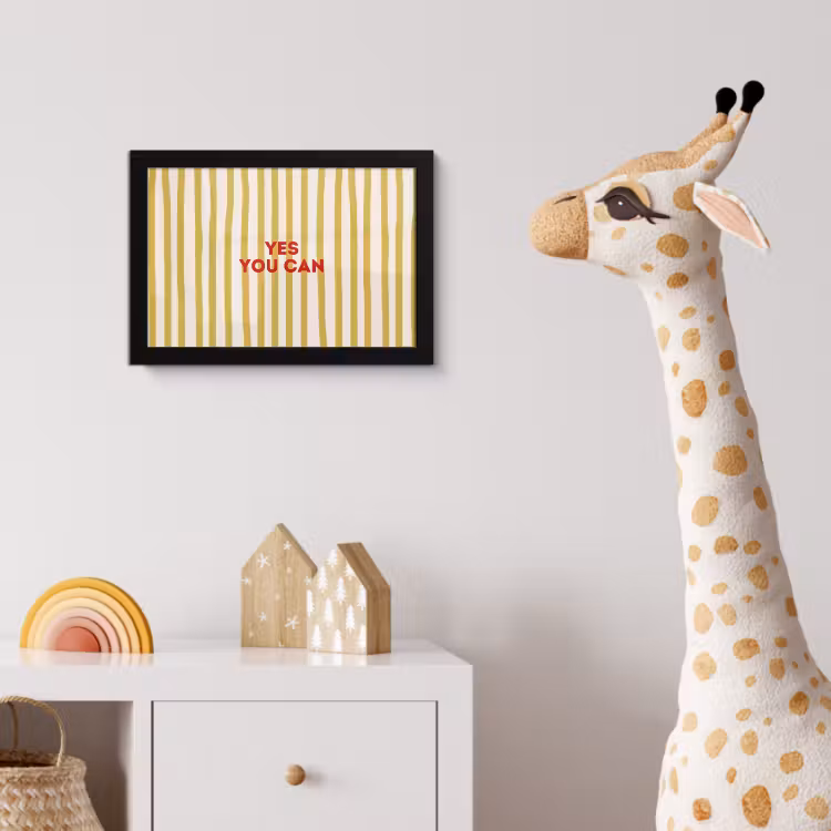 Strepen - Abstract - Yes you can - Rood fotolijst zwart zonder passe partout klein -usfeer4_kinderkamer